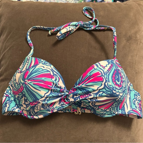 Lilly Pulitzer Target Collection Bikini Top Halter My Fans Shells Size Medium - Picture 2 of 8